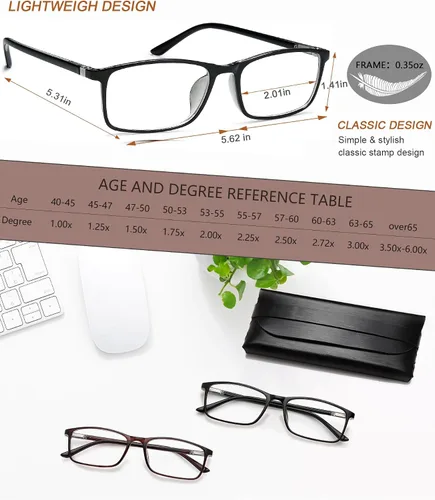 Miniatura 2 de Gafas de lectura para mujeres y hombres, lectores rectangulares, lentes de lectura con bloqueo de luz azul para computadora para el trabajo y uso