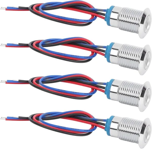 Miniatura 10 de Marhynchus 4 juegos de luces indicadoras LED precableadas LED redondas, impermeables, luz de 2 colores, electrodo de ánodo común de 12-24 V 0.472 in