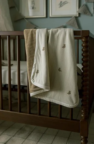 Miniatura 2 de Oilo Manta de bebé de oso, manta de bebé de oso de peluche con respaldo de felpa suave y estampado de jersey de algodón orgánico, doble capa
