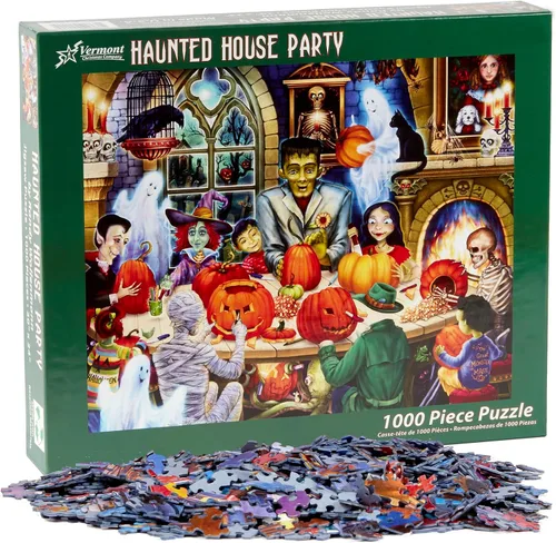 Miniatura 4 de Rompecabezas de Halloween de 1000 piezas para adultos, rompecabezas de monstruos con casas encantadas, fantasmas, calabazas, rompecabezas