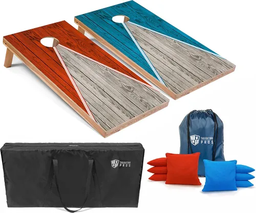 Miniatura 32 de Tailgating Pros Juego de tablero de Cornhole ligero con diseño piramidal con bolsas de frijoles y estuche de transporte, juego de cornhole
