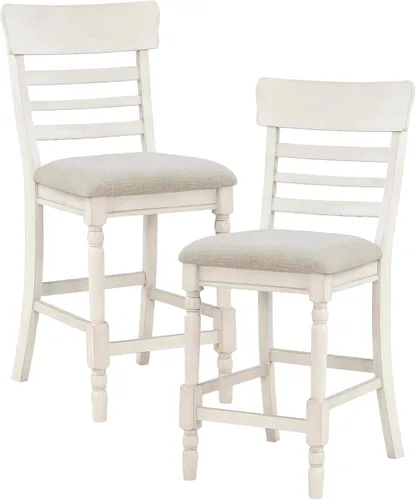 Miniatura 3 de Lexicon Héloïse - Silla de altura de mostrador (juego de 2), color blanco antiguo