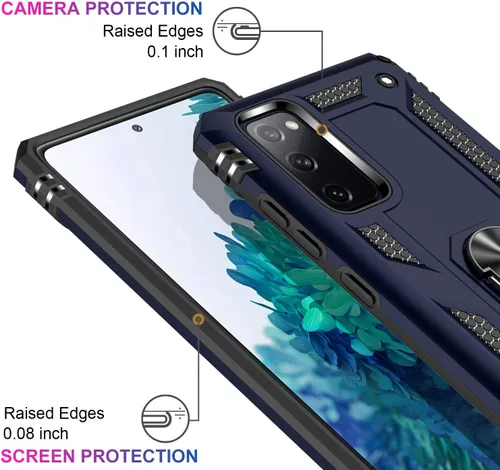 Miniatura 2 de LUMARKE Funda para Galaxy S20 FE con protector de pantalla, supera los 16 pies, probada en caídas, de grado militar, con soporte de anillo Azul