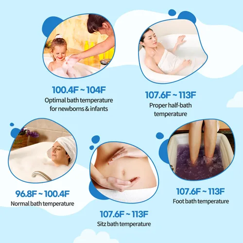 Miniatura 5 de HubiBaby - Termómetro de baño para bebés y temperatura digital de la habitación, productos de seguridad para el baño 2 en 1 con advertencia de Azul