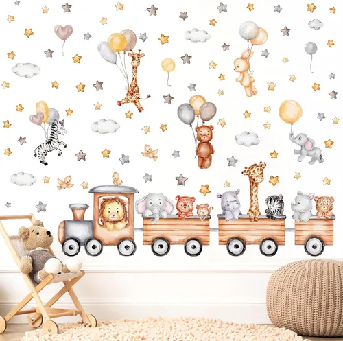 Miniatura 2 de Calcomanías de pared para bebé, calcomanías de pared para guardería, globo de dibujos animados, calcomanías de pared de animales, calcomanías