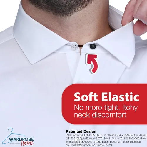 Miniatura 4 de Wardrobe Hackers Collar Extenders for Mens Shirts (Soft Elastic) Tight Neck Collar Relief - Expander Buttons for Dress Shirts