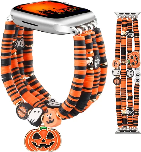 JR.DM Correa de reloj de Halloween Compatible con Apple Watch de 38 mm, 40 mm, 41 mm, 44 mm, 42 mm, 45 mm, 46 mm, linda, preppy, hecha a mano, con