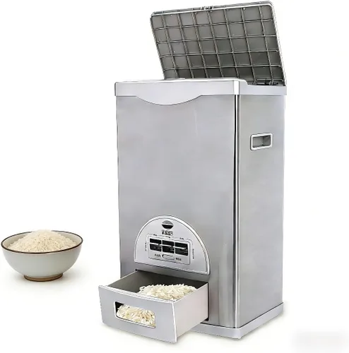 Dispensador automático de arroz, caja de almacenamiento con dispensador de granos, contenedor de almacenamiento de arroz de acero inoxidable de gran