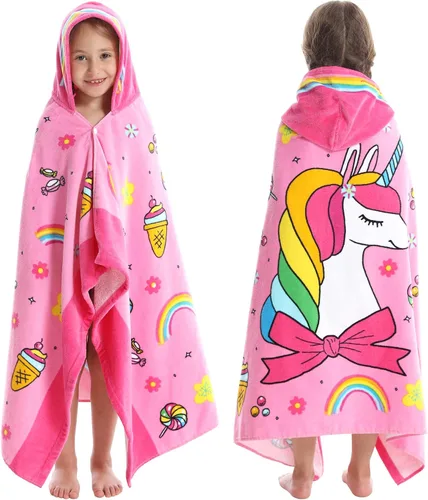 Miniatura 14 de Toallas de baño para niños, toallas para niños y niñas con capucha para playa, baño, piscina, toallas de natación de 30 × 50 PULGADAS de gran Alce