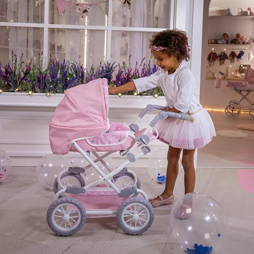 Miniatura 2 de JC Toys Berenguer Boutique Cochecito de bebé plegable de lujo con dosel Cesta de transporte extraíble Rosa A partir de 3 años