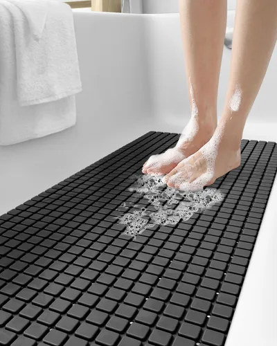 Miniatura 16 de DEXI Alfombrilla de Tina Antideslizante 16x35, Alfombrillas de Ducha para Baño y Tina, Alfombrilla de Baño Ovalada Lavable con Ventosas y Orificios