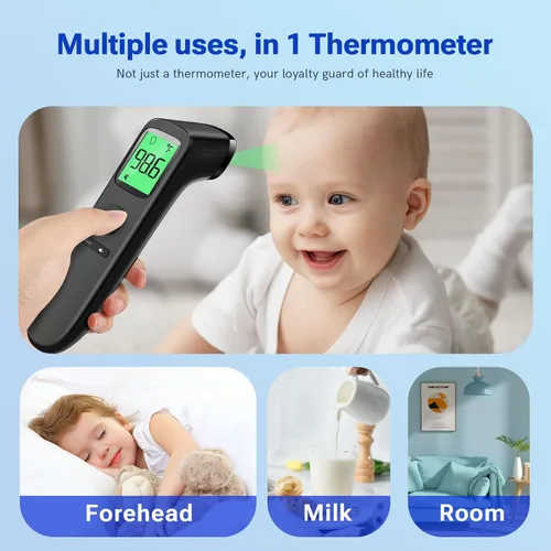 Miniatura 5 de Termómetro de frente para adultos y niños, termómetro rápido y preciso con alarma de fiebre, lectura 1S y modo silencioso, fácil de usar para bebés