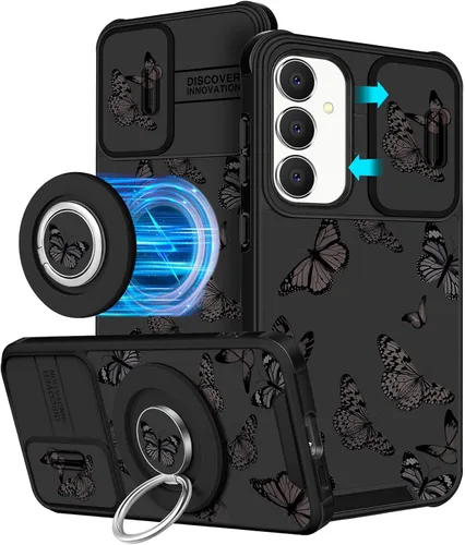 Miniatura 31 de Funermei Funda para teléfono Samsung Galaxy A15 5G - [2 en 1] Funda para teléfono de mujeres lindas chicas, diseño femenino de mariposa negra