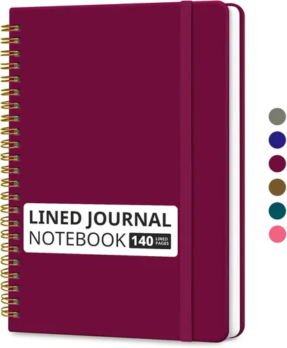 Miniatura 44 de Cuaderno rayado en espiral para mujeres y hombres, 140 páginas, cuaderno de tapa dura con rayas universitarias para trabajo y toma de notas, diarios