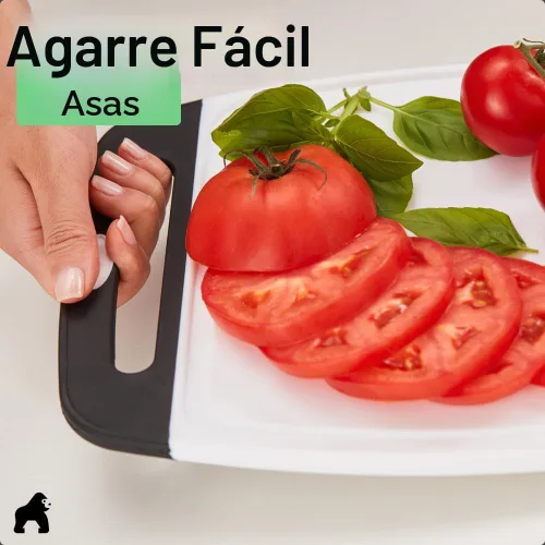 Miniatura 8 de GORILLA GRIP Juego de 3 tablas de cortar de cocina reversibles sin BPA, diseñadas en Estados Unidos, no porosas, ranuras para jugos, borde