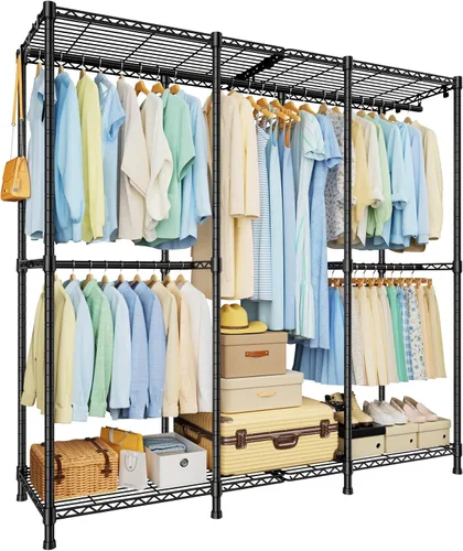 Miniatura 10 de ULIFHOME E14 Max - Perchero de ropa resistente, percheros independientes para colgar ropa, organizadores de armario ajustables y almacenamiento