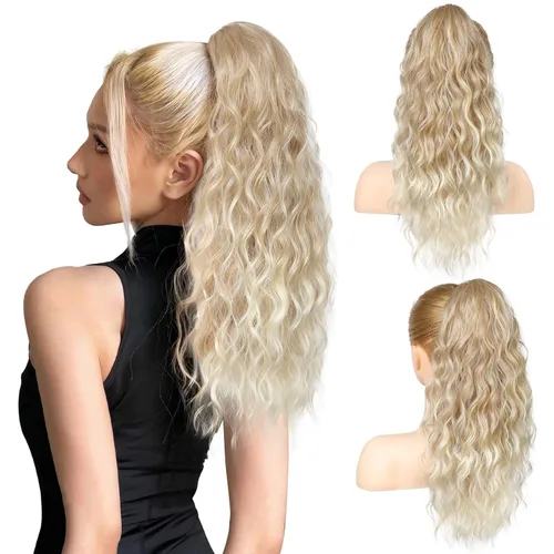 Miniatura 18 de REECHO Extensión de cola de caballo, extensión de cola de caballo de 18 pulgadas con clip de garra para mujer, extensiones de cabello largo, rizado