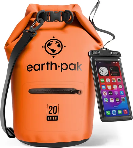 Miniatura 44 de Earth Pak Bolsa seca impermeable con bolsillo con cremallera, mochila impermeable para mantener el equipo seco Amarillo