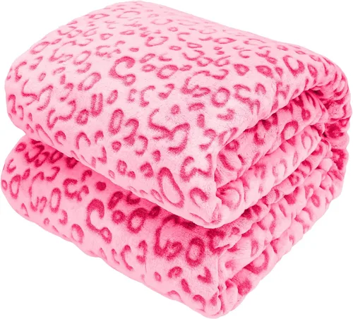 Manta Cálida Rosa Suave de Forro Polar Mantas Difusas Pequeñas para Niños Niñas y Niños Pequeños Leopardo Rosa