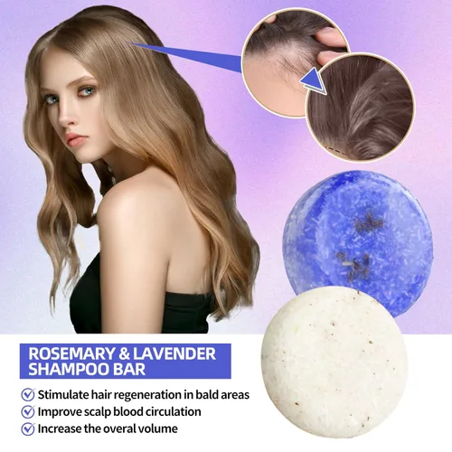 Miniatura 5 de DBEAUTYM Paquete de 2 barras de champú para el cabello con lavanda y romero, limpieza profunda para la pérdida de cabello del cuero cabelludo