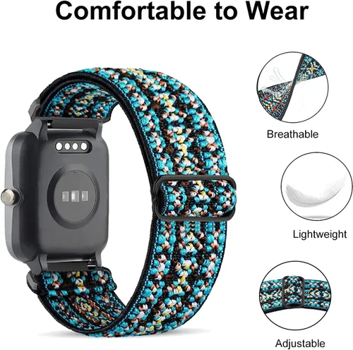 Miniatura 2 de Paquete de 2 correas elásticas de nailon compatibles con Woneligo/Fitpolo Smart Watch IDW13, correas elásticas suaves para reloj FITVII Flecha