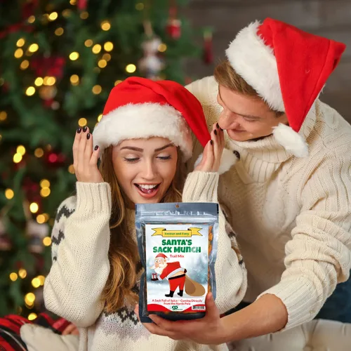 Miniatura 7 de Santa's Sack Munch Spicy Trail Mix - Divertido diseño de Papá Noel de luna - Regalos comestibles para hombres - Mezcla picante, fabricado