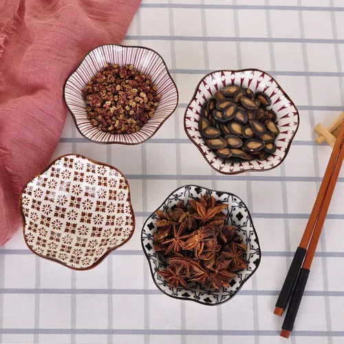 Miniatura 6 de VanEnjoy Juego de 4 platos japoneses de cerámica de estilo moderno para salsa de soja, platos de salsa de soja