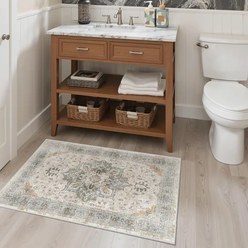 Miniatura 542 de Madane Tapete lavable de 2 x 10 pies para pasillo, cocina, recibidor, clásico, suave, antideslizante para interiores, casa de campo, baño, sala