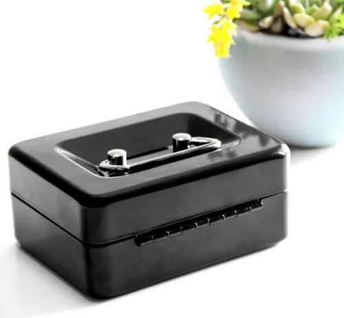 Miniatura 8 de Jssmst SMCB003 - Caja fuerte con cerradura, regalos de cumpleaños 2017, caja metálica para niños, adultos, resistente, 100% segura , Negro
