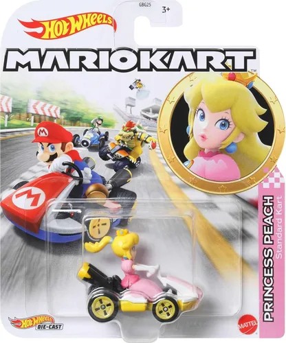 Hot Wheels GBG28 Mario Kart 1:64 Die-Cast Peach con Vehículo Kart Standard