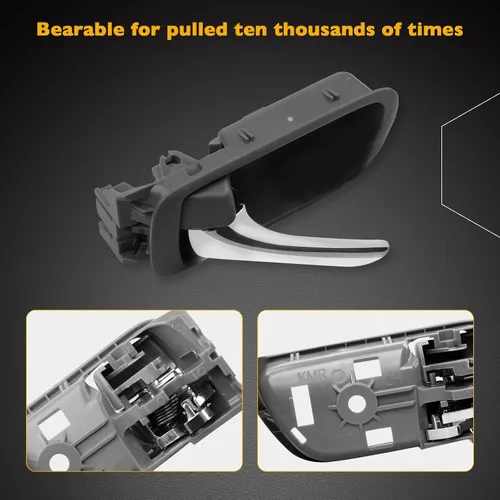 Miniatura 3 de Gledewen Manija de puerta interior delantera trasera izquierda lado del conductor con botón de bloqueo de puerta palanca cromada, compatible