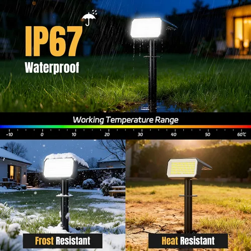 Miniatura 5 de Focos solares para exteriores, [4 unidades/118 LED] 4 modos de encendido y apagado automático, focos solares de paisaje, IP67 impermeables, luces