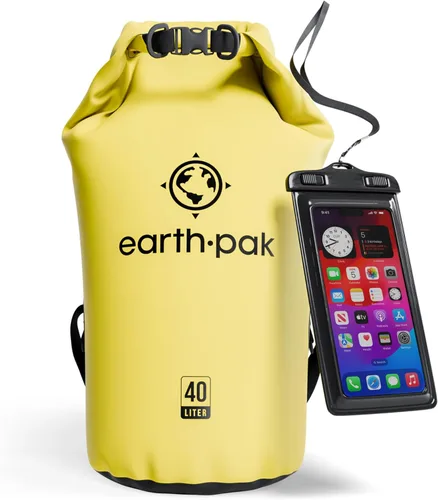 Miniatura 13 de Earth Pak Bolsa Seca Impermeable - Mochila Impermeable de Cierre Enrollable Superior Mantiene el Equipo Seco para Kayak con Funda Impermeable