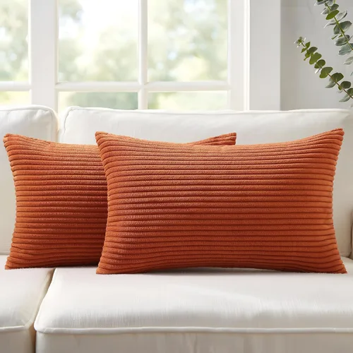 Miniatura 41 de Mecatny Juego de 2 fundas de almohada decorativas de pana de 16 x 16 pulgadas para sofá sala de estar, fundas de almohada bohemias suaves y neutras