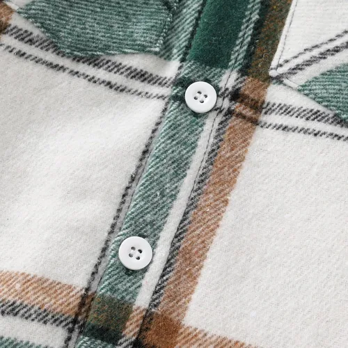 Miniatura 5 de YOUNGER TREE Conjunto de sudadera con capucha para niños pequeños, conjunto de camisa de franela a cuadros para otoño, invierno y primavera