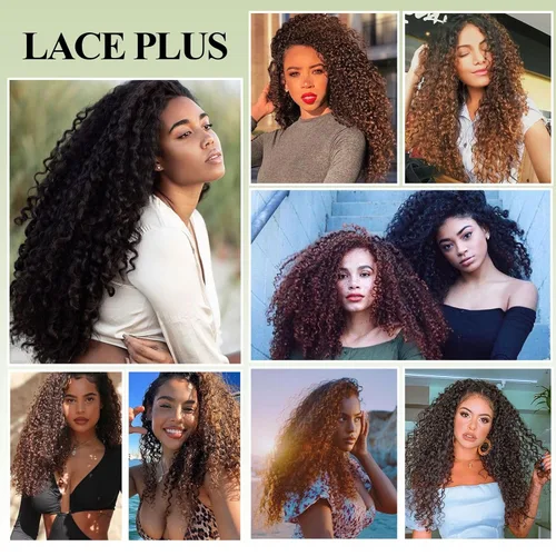 Miniatura 6 de Extensiones de cabello sintético con clip, extensiones de cabello sintético negro y rubio miel, extensiones de cabello rizado Jerry para mujeres