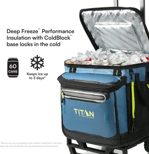 Miniatura 2 de Titan by Arctic Zone Collapsible Wheeled Soft Sided Cooler with Detachable Rolling AT Cart, Insulated Bag with Leak Proof Lining, for Travel, Beach