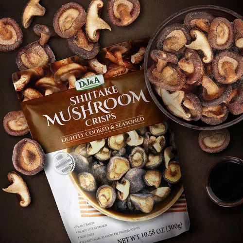 Miniatura 3 de DJ&A Chips de hongos Shiitake, ligeramente cocidos y sazonados, 10.28 onzas (10.58 onzas)