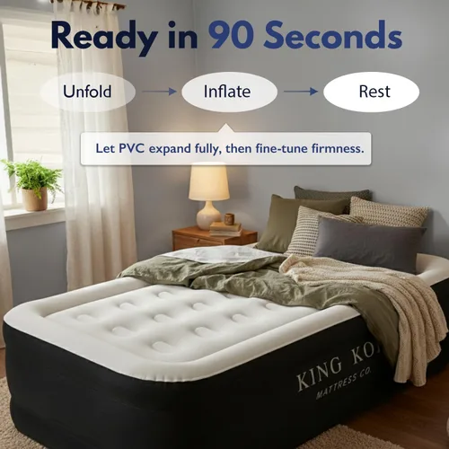 Miniatura 5 de King Koil - Colchón de aire de tamaño individual con almohada de lujo y bomba de alta velocidad incorporada para camping, hogar y huéspedes - Cama