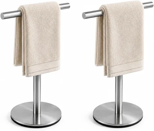 Miniatura 12 de Soporte de toalla de mano para baño, soporte de toalla de 13 pulgadas en forma de T, barra de toalla de pie, acabado de acero inoxidable SUS304 Plata