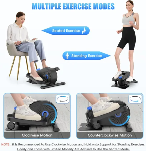 Miniatura 4 de FUNMILY Elíptica debajo del escritorio, ejercitador de pedal de bicicleta para debajo del escritorio, ejercitador de piernas totalmente montado