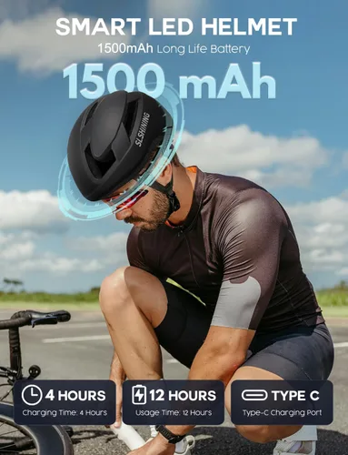 Miniatura 4 de Casco de bicicleta con luz – Casco de bicicleta con pantalla LED DIY para scooter, bicicleta, monopatín – Casco de pantalla LED con patrones