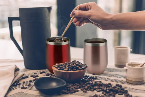 Miniatura 7 de Meway - Vaso de vino con tapa de 12 onzas, sin tallo, doble pared, al vacío, de acero inoxidable, para viajes, mantiene el frío y el calor, para Oro