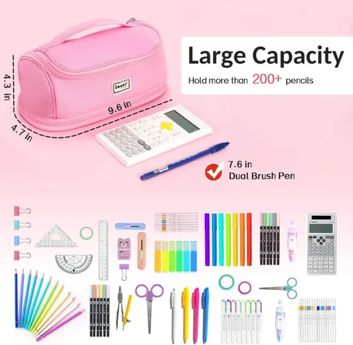 Miniatura 4 de Sooez - Estuche súper grande para lápices, estuche expandible de gran capacidad extra, organizador de bolígrafos, bolsa de papelería portátil