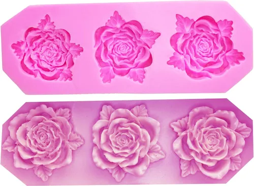 Miniatura 3 de Tvoip Molde de silicona de flor de rosa, 2 piezas, molde de fondant, herramientas de decoración de pasteles, molde de chocolate, para hornear