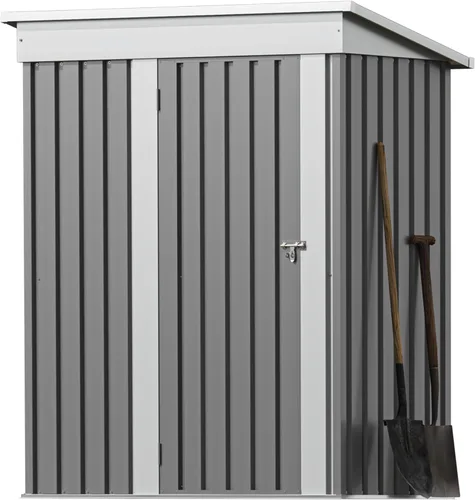 Miniatura 13 de Greesum Cobertizo de almacenamiento para exteriores de 3 x 3 pies, cobertizo de metal con cerradura para patio trasero, piscina, patio y Negro