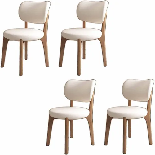 Miniatura 41 de Juego de 2 sillas de comedor tapizadas de cuero suave, sillas de comedor de madera maciza, con asiento acolchado y patas de madera para cocina, sala