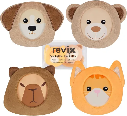 Miniatura 9 de REVIX Paquetes de hielo para niños - Bolsas de gel frías reutilizables para niños pequeños y bebés, cubiertas de tela suaves con 4 lindos diseños