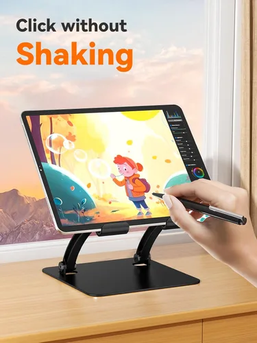 Miniatura 3 de Soporte para Tablet Tounee, Soporte de Escritorio Ajustable de Aluminio de Doble Varilla, Compatible con iPads de 4.7-16.9", Tabletas Surface, Negro
