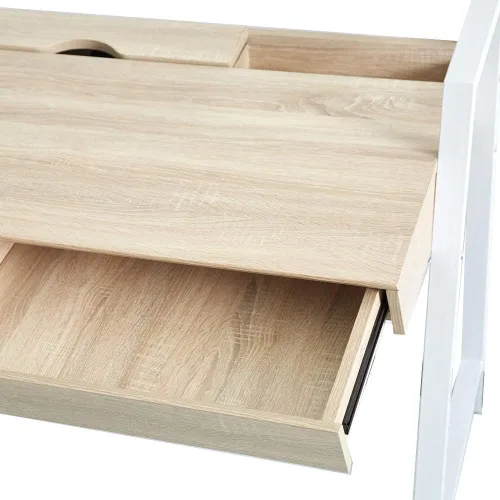 Miniatura 5 de Escritorio de madera para computadora con cajones para espacios pequeños, escritorio para el hogar, apartamento, oficina (beige)